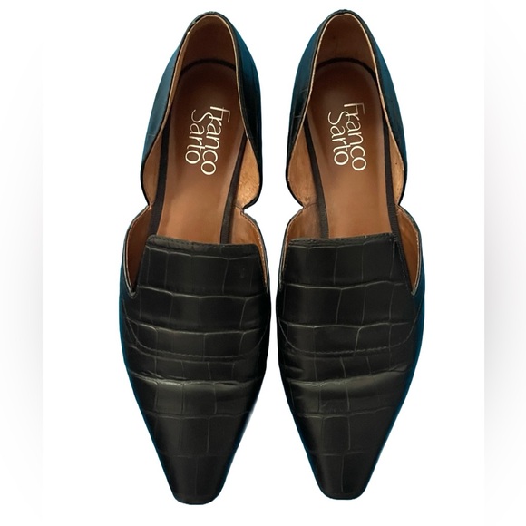 Franco Sarto Croc-Embossed Black Flats - Picture 1 of 5
